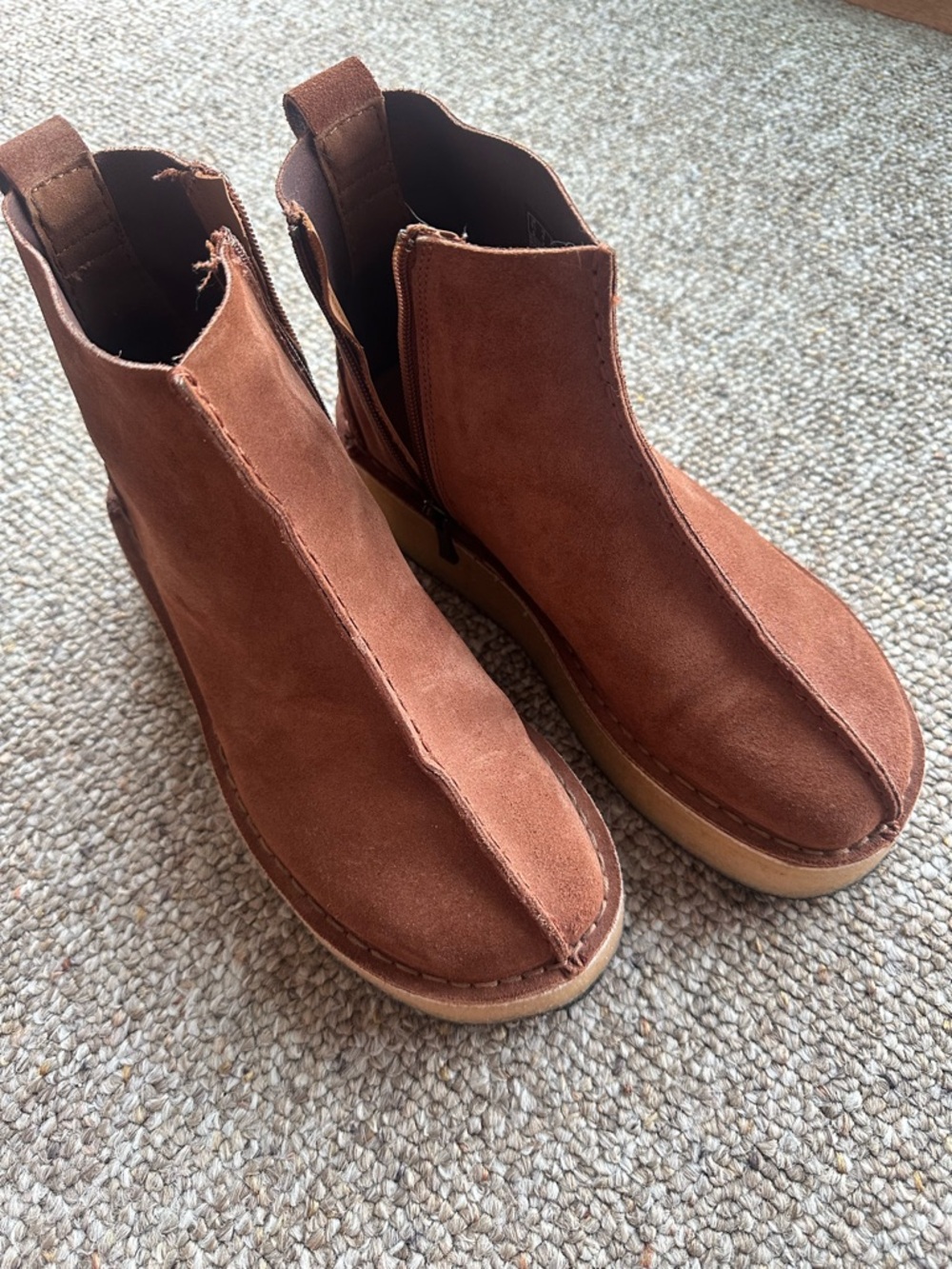 Clarks Brown Suede Trek Platform Ankle Boots